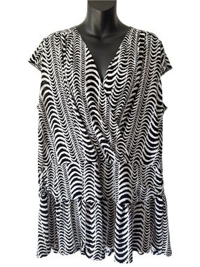 Venezia Zebra Print Surplice Peplum Top Womens Plus Size 18 20 Black White Work